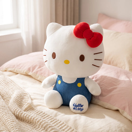 Peluche Hello Kitty 25 cm salopette colorée, en situation