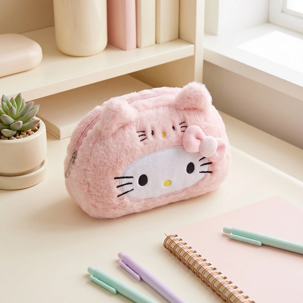 Trousse peluche Hello Kitty déguisée, en situation