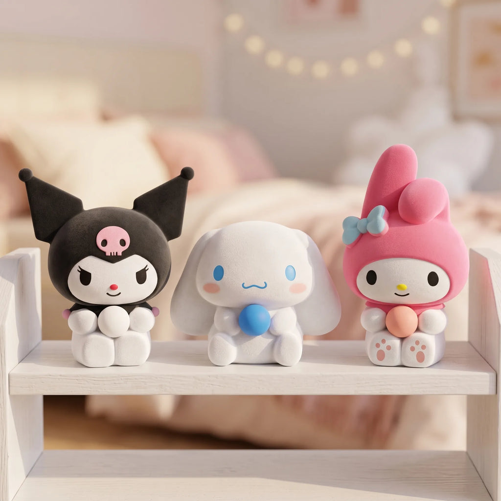 Squishy anti-stress Cinnamoroll, Kuromi ou My Melody, en situation