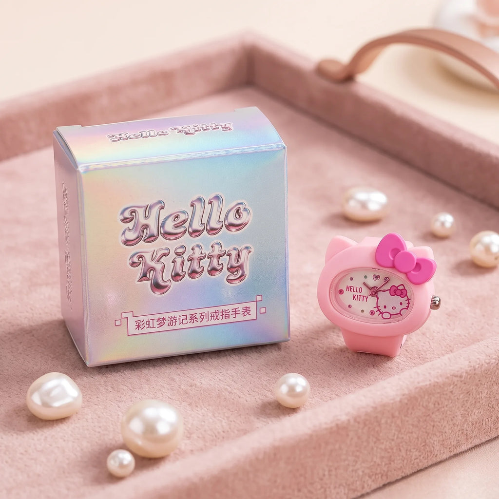 Montre-bague mystère Hello Kitty « Rainbow Dream », en situation