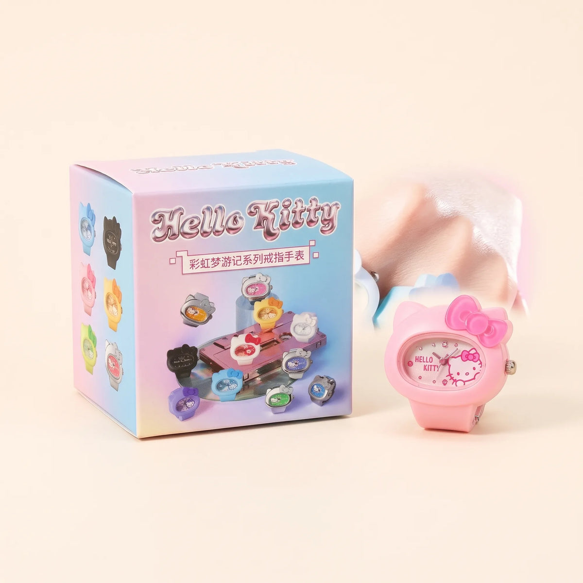 Montre-bague mystère Hello Kitty « Rainbow Dream », vue studio