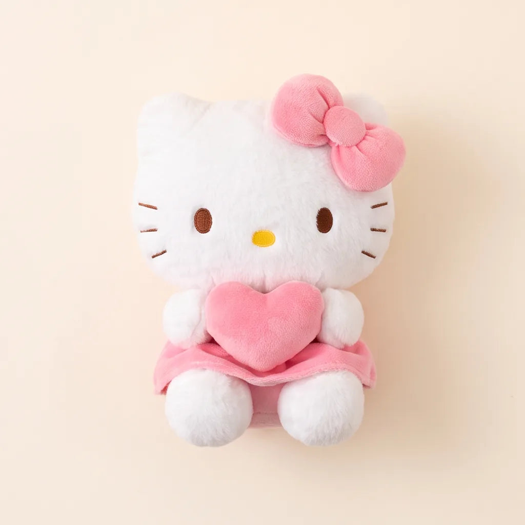 Peluche Hello Kitty 25 cm salopette colorée — Cœur rose