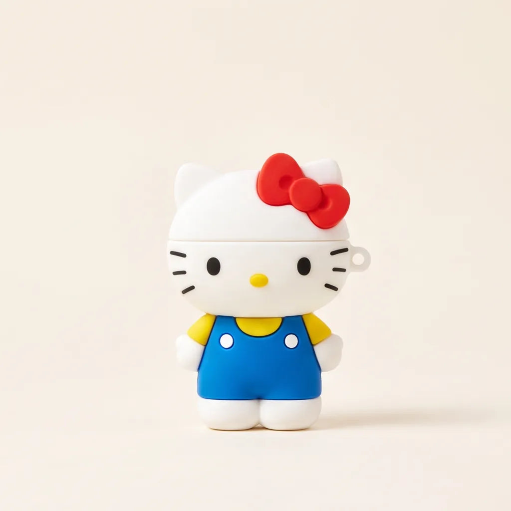 Coque AirPods Hello Kitty 3D en silicone — Salopette bleue
