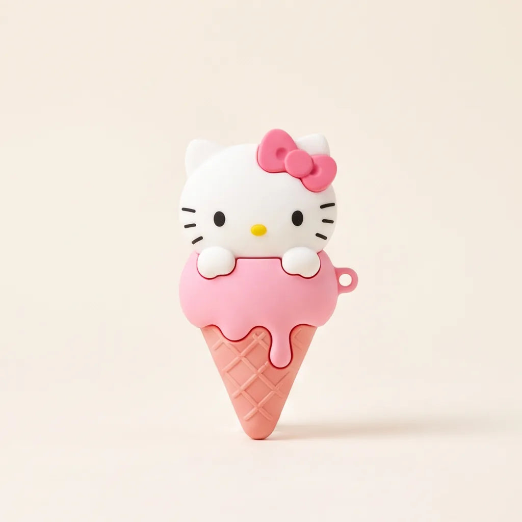 Coque AirPods Hello Kitty 3D en silicone — Glace