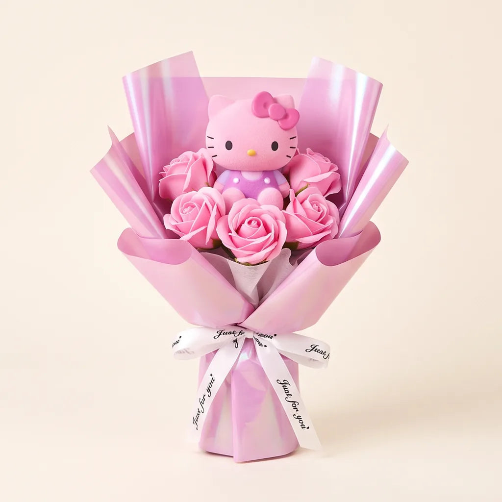 Bouquet de roses artificielles Hello Kitty — Violet