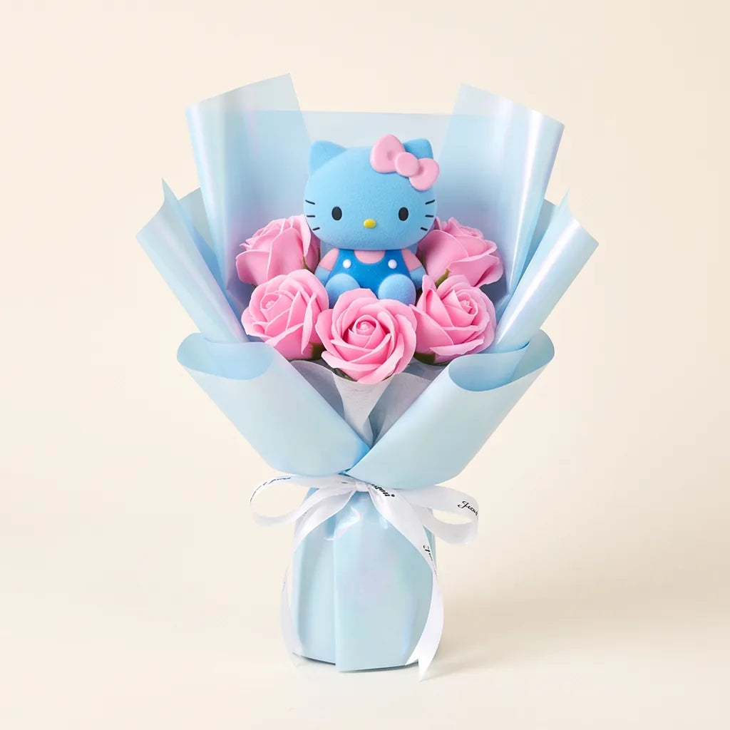 Bouquet de roses artificielles Hello Kitty — Bleu