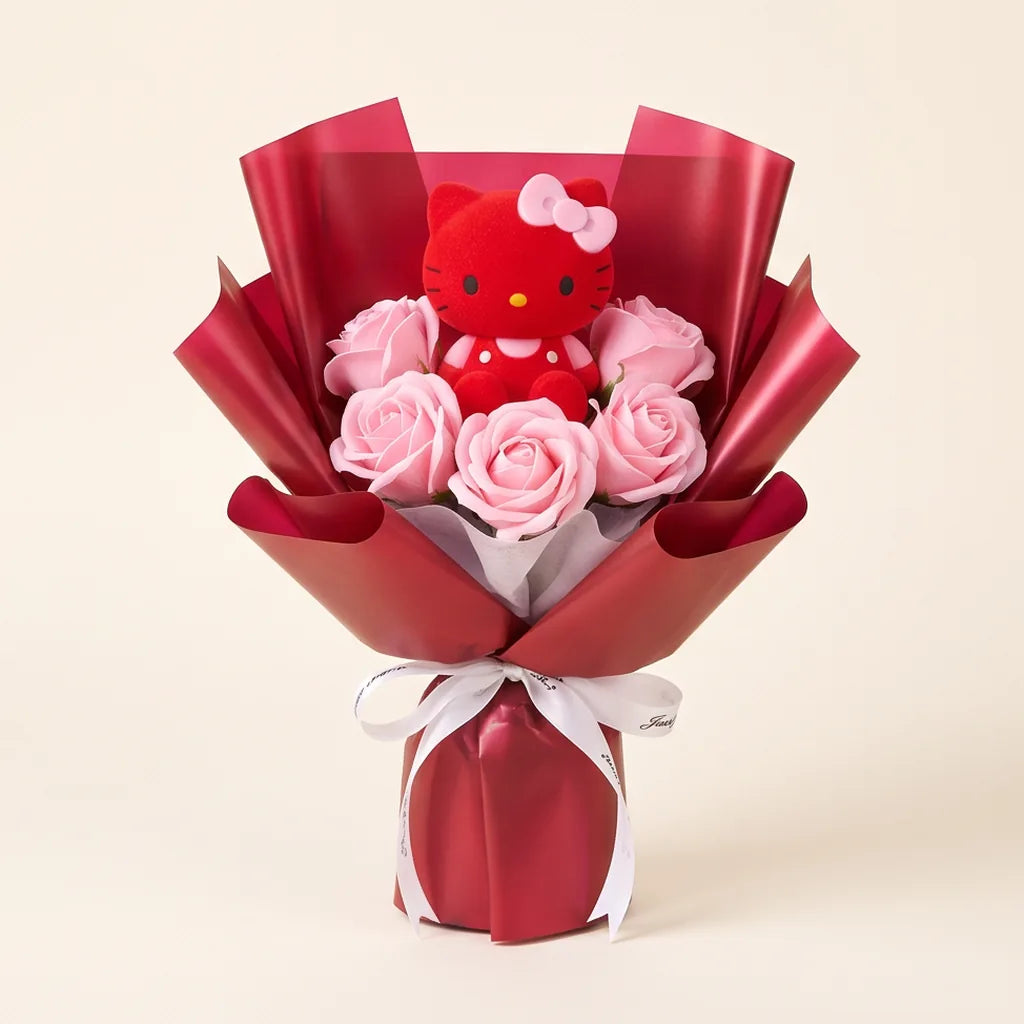 Bouquet de roses artificielles Hello Kitty — Rouge