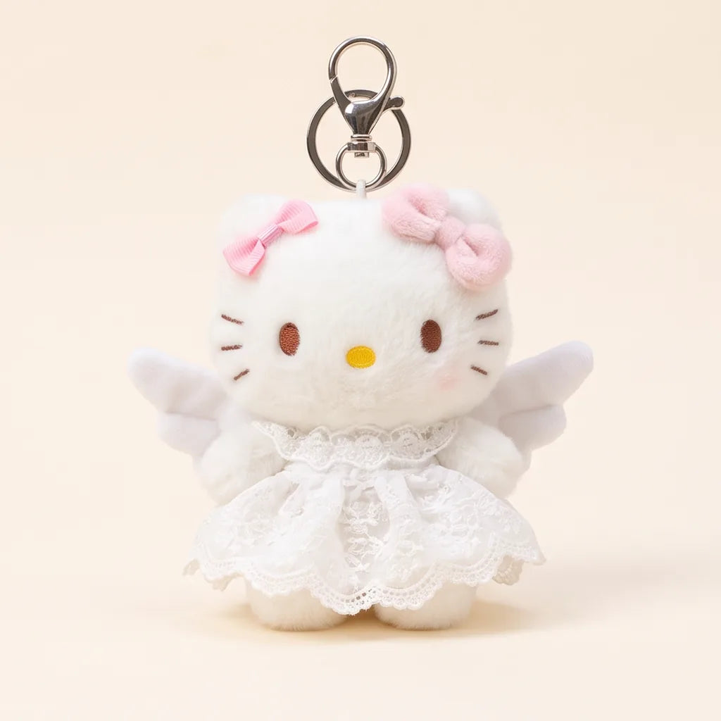 Porte-clés peluche Hello Kitty en tenue — Ange et dentelle blanche