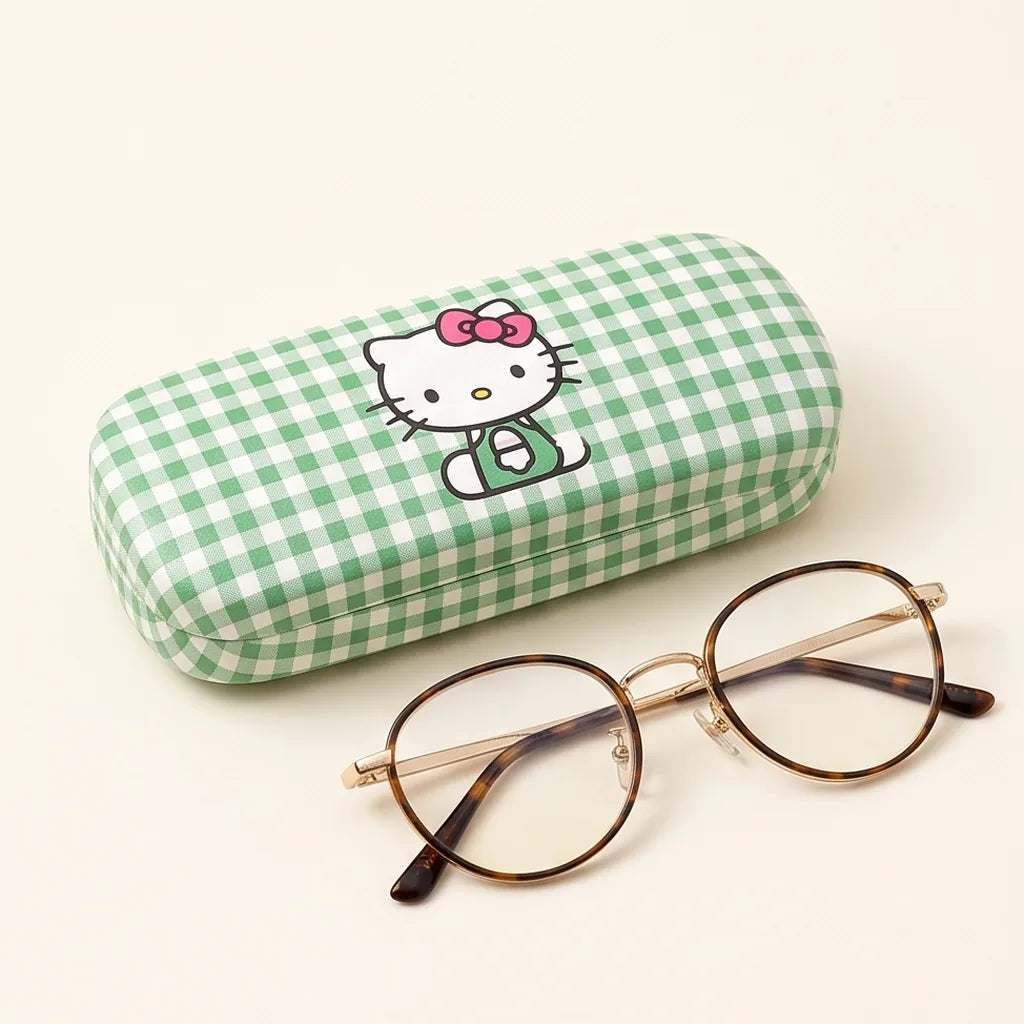 Étui à lunettes rigide Hello Kitty — Hello Kitty vichy vert