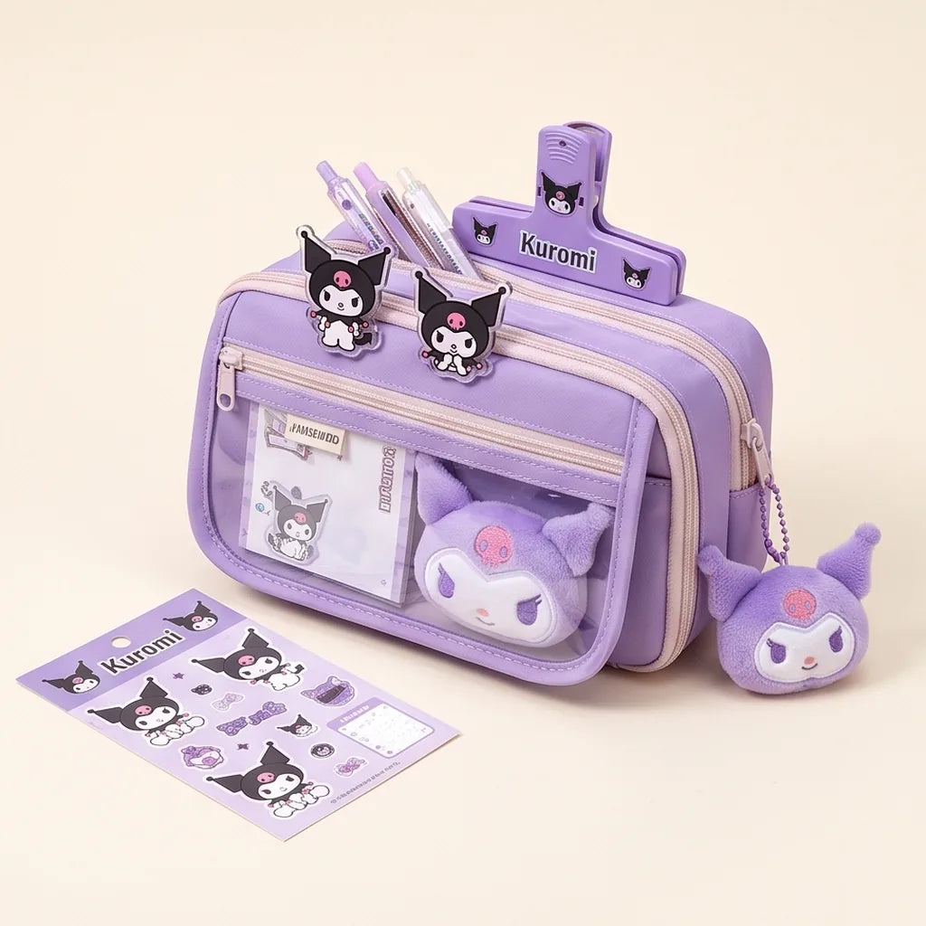 Trousse à 9 compartiments Cinnamoroll, My Melody ou Kuromi — Kuromi