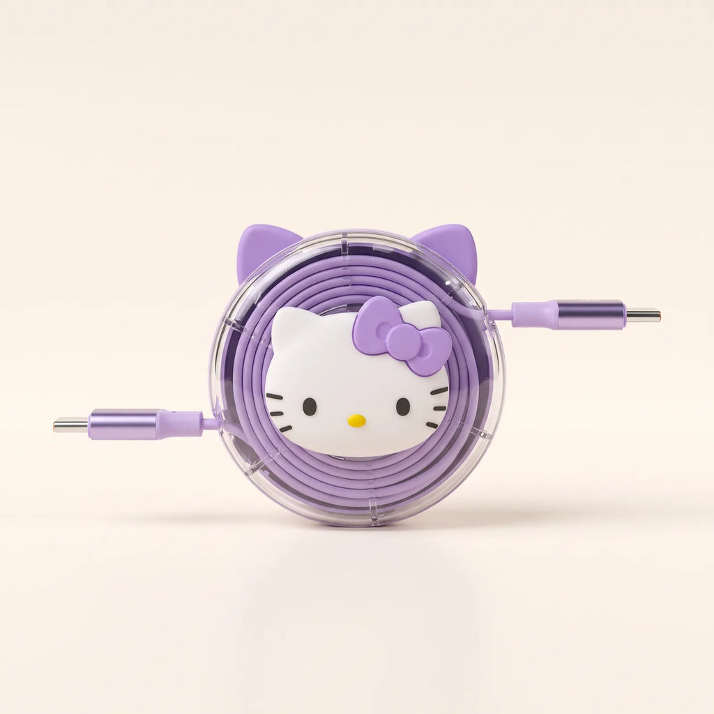 Câble USB-C rétractable 100 W Hello Kitty — Violet