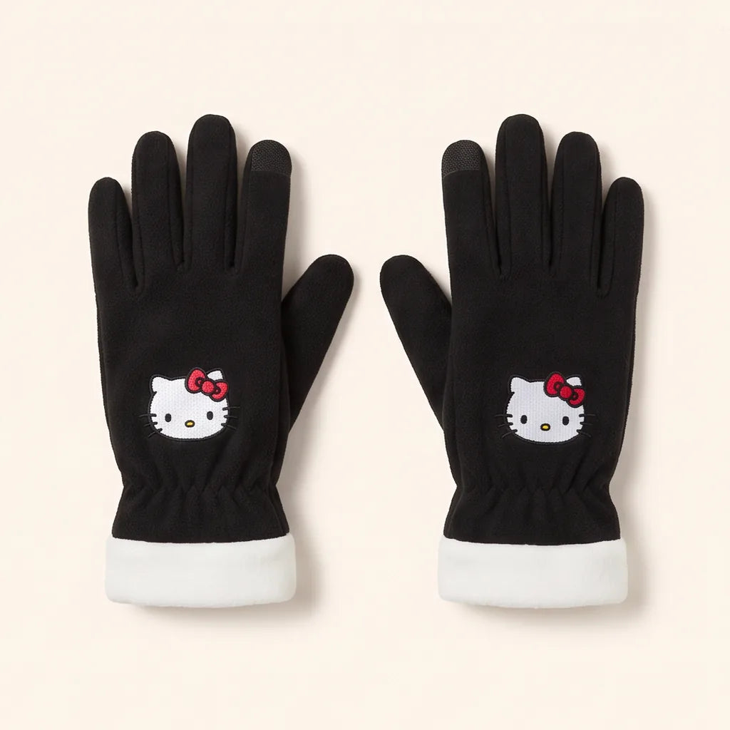 Gants tactiles doublés polaire Hello Kitty — Noir