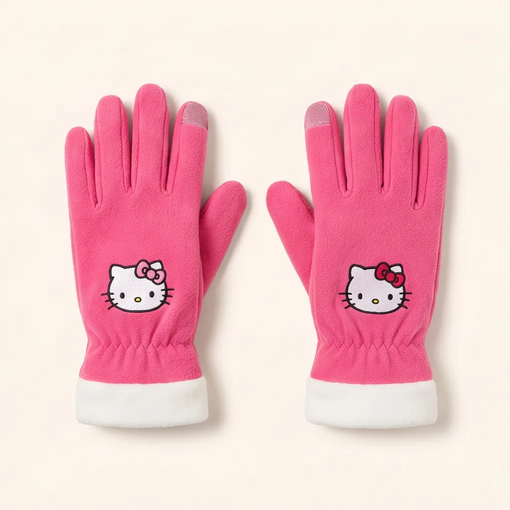 Gants tactiles doublés polaire Hello Kitty — Rose