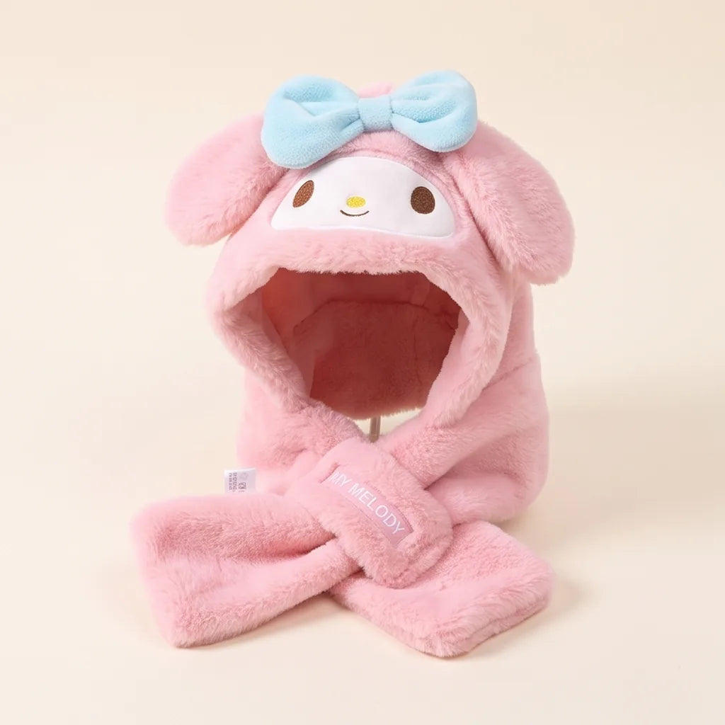 Bonnet-écharpe en peluche Kuromi, Cinnamoroll ou My Melody — My Melody