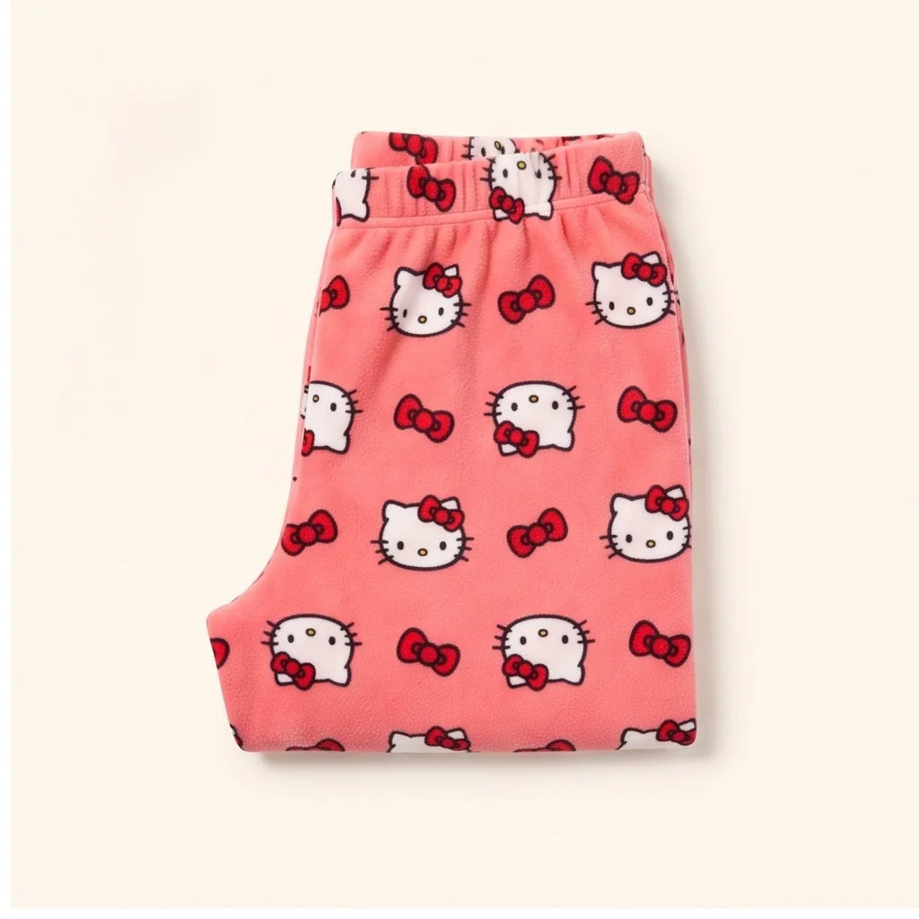 Pantalon de pyjama Hello Kitty en polaire corail — Rose corail