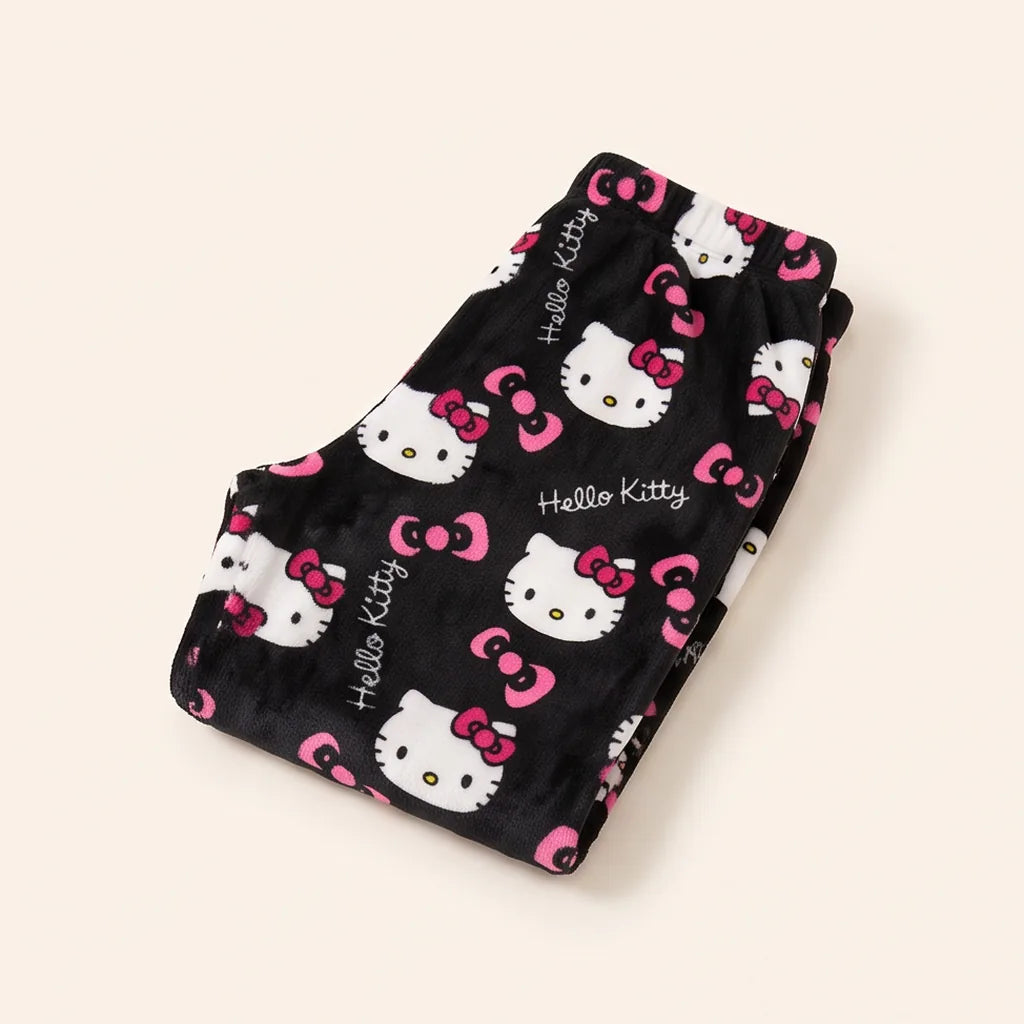 Pantalon de pyjama Hello Kitty en polaire corail — Noir graphique