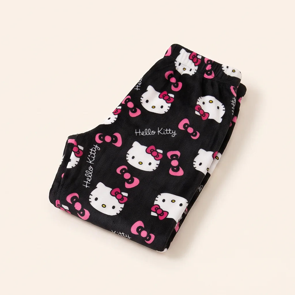 Pantalon de pyjama Hello Kitty en polaire corail — Noir