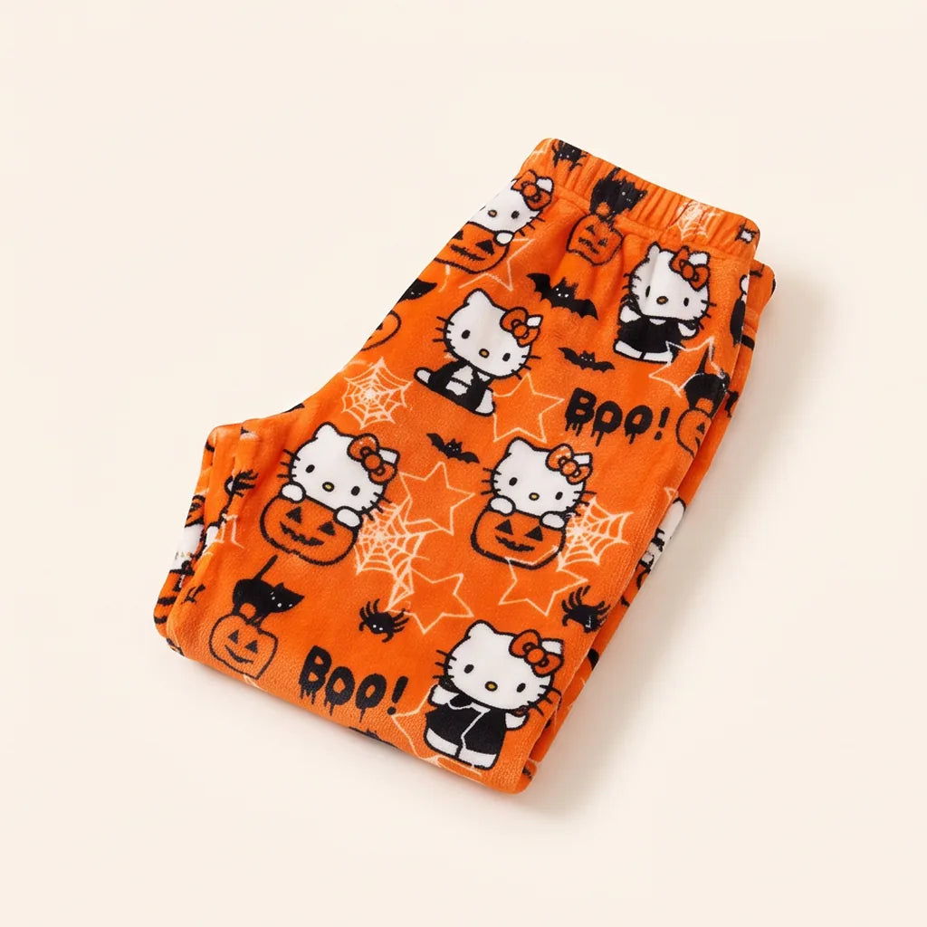 Pantalon de pyjama Hello Kitty en polaire corail — Orange Halloween